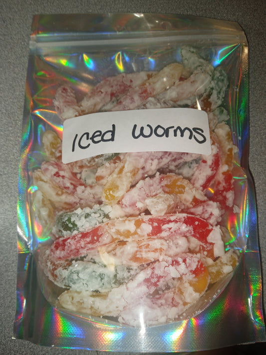 White chocolate covered gummy worms