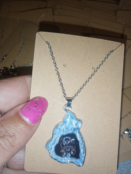Blue wolf necklace